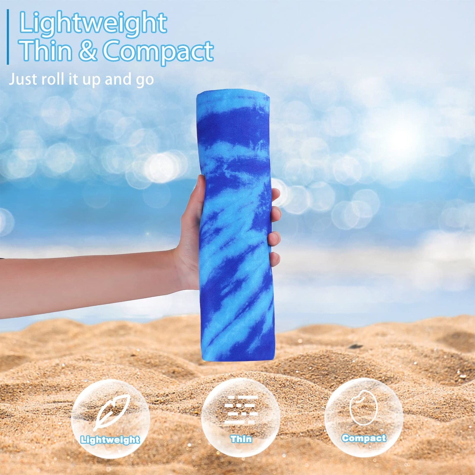 2 Pack Microfiber Thin Lightweight Beach 71"x32", 2 Tie Dye and Turtle gallery