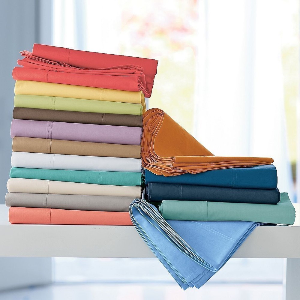 1200 Thread Count 100% Cotton Bed Sheet Set All Solid Colors & Sizes