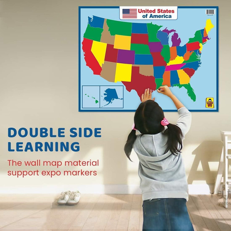 United State Map Laminated Poster -Double Side Educational Poster for Kids/Adult gallery