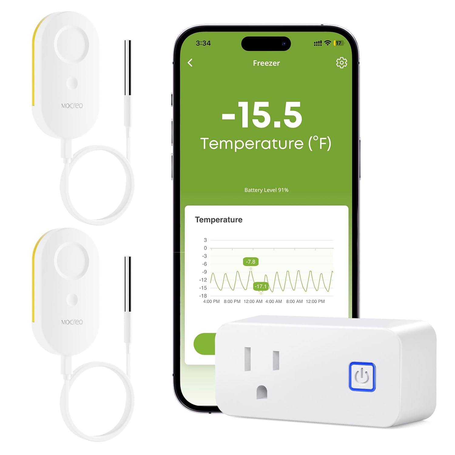MOCREO Wifi Refrigerator Thermometer with Freezer Alarm, App Email Buzzer Alerts gallery