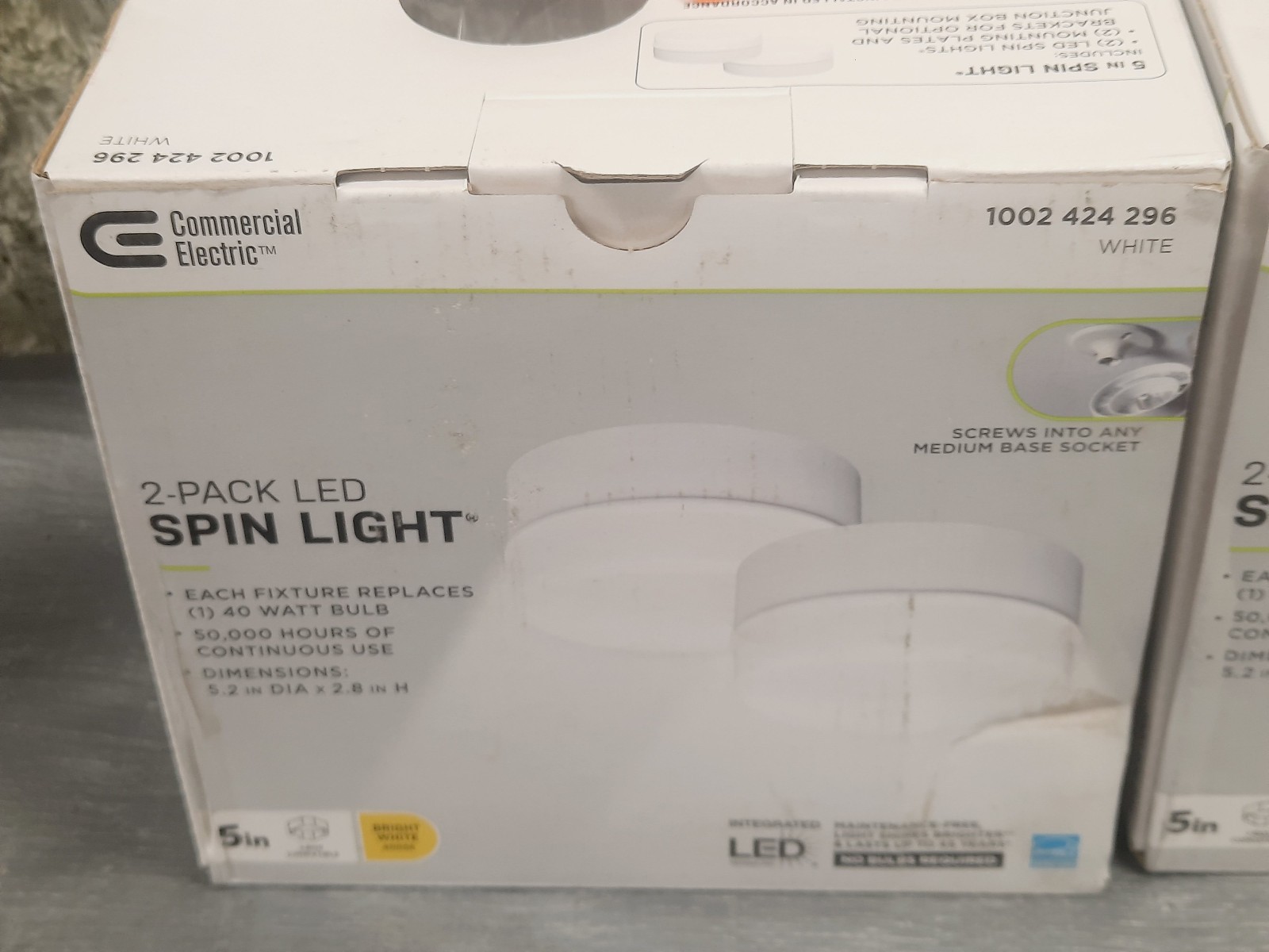 (4-Pk) Commercial Electric Integrated LED Flushmount Spin Light White 54692141 gallery