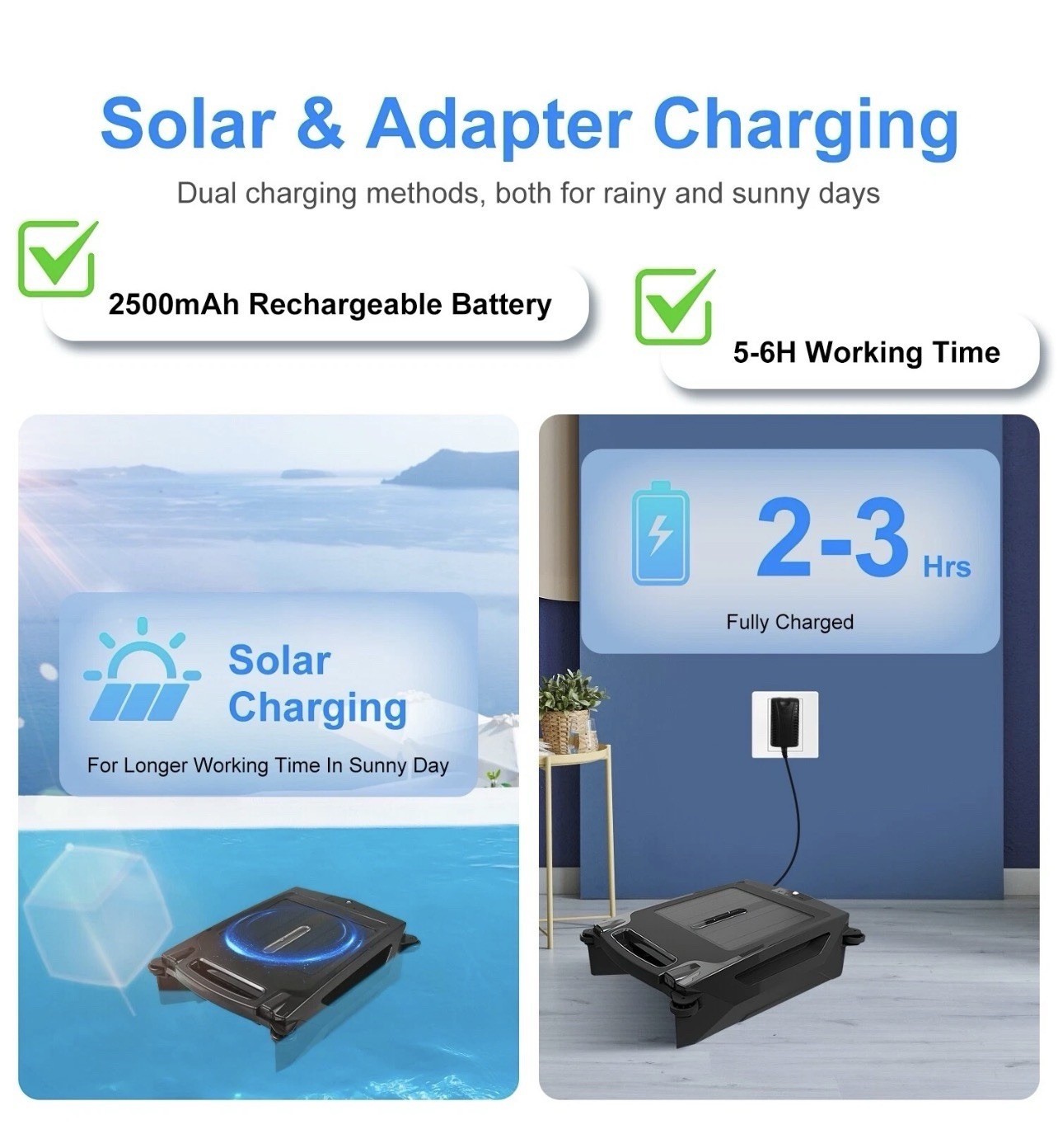 Solar Robotic Pool Skimmer 2 Cleaning Mode Automatic Swimming Pool Cleaner Robot gallery