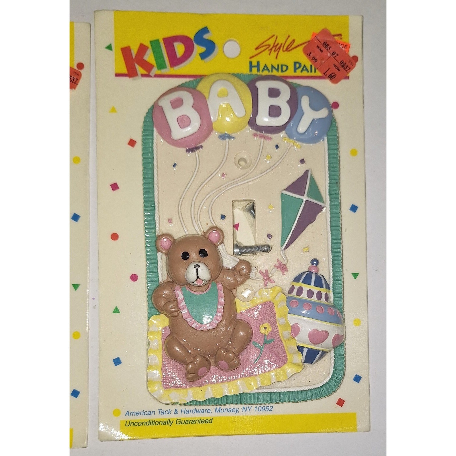 American Tack And Hardware 2 Light Switch Covers Resin Baby Teddy Bear 80s Vtg gallery