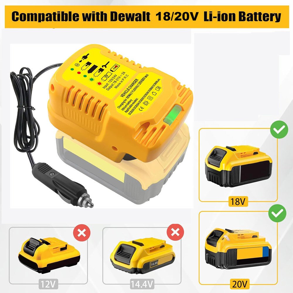 Mini Car Charger for Dewalt 20V 18V Li-ion Battery Portable Use on Car Cigarette gallery