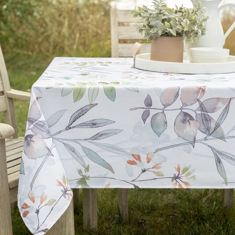 Spillproof Spring/Summer Durable Heavyweight Fabric Indoor Outdoor Tablecloth, gallery
