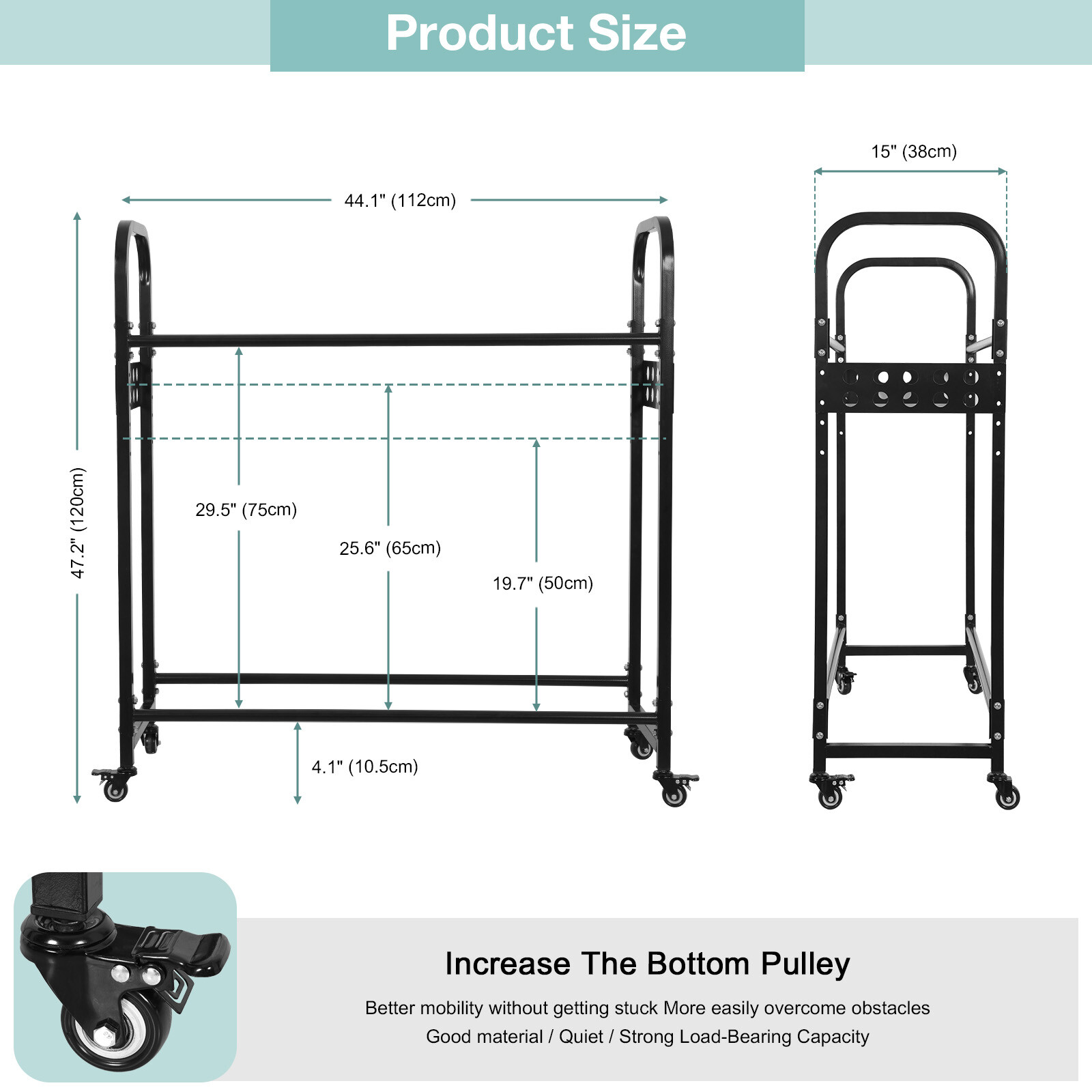 Rolling Tire Rack Adjustable Dual-Tier Garage Storage Stand w/ 4 Locking Casters gallery