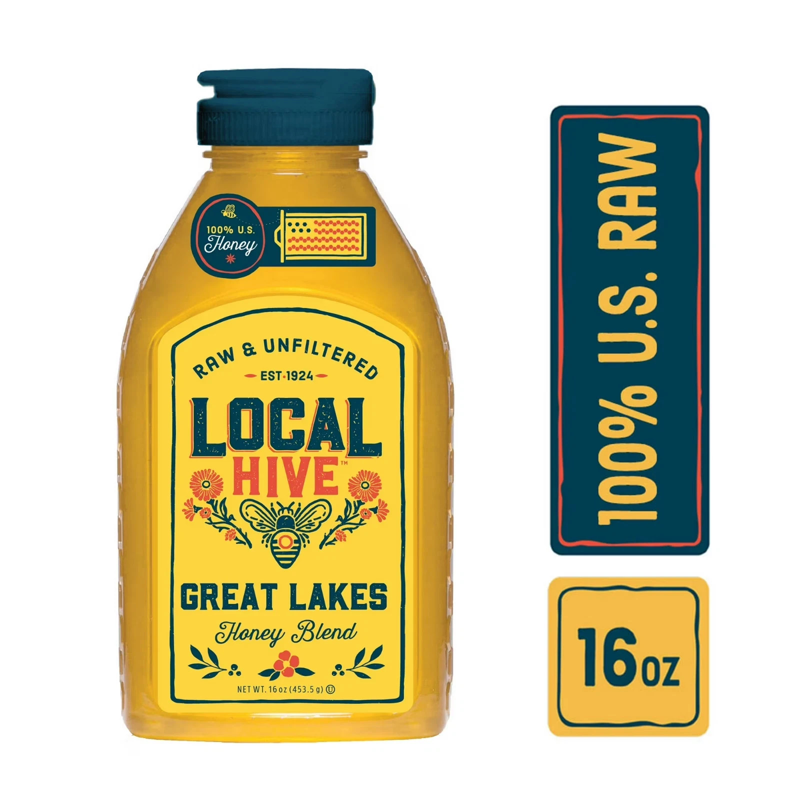 Local Hive, Raw & Unfiltered, 100% U.S. Great Lakes Honey blend, 16 Oz Bottle.. gallery