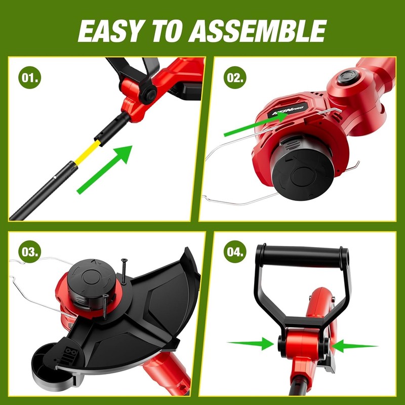 Heinpro Cordless String Trimmer M18 Compatible 12" Brush Cutter Weed Eater gallery