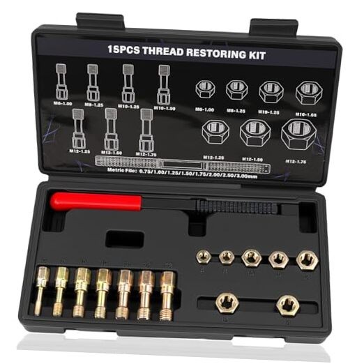 15-Piece Metric Thread Chaser Set, M6 M8 M10 M12 Thread Restorer Tool, gallery