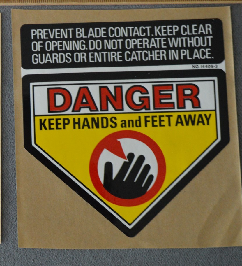 DANGER Lawn Mower Blade Danger Keep Hands And Feet Away Mower Deck Safety Decal gallery