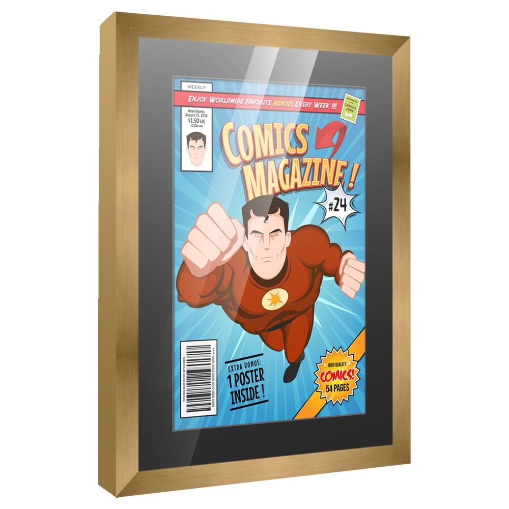 Comic Frame for Silver Age Comics - Bronze Wood with Black Mat, 18 Frame Sizes
