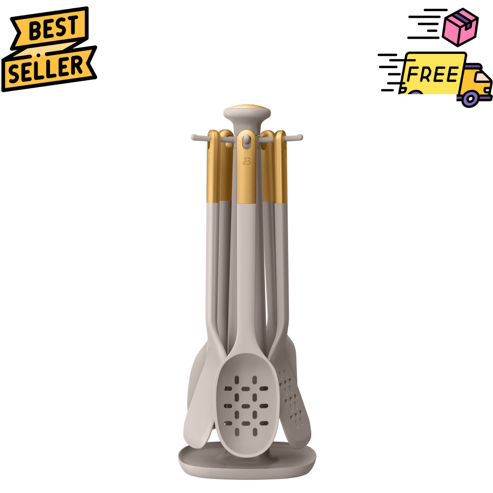 Beautiful 6 Piece Rotating Tool Set Porcini Taupe by Drew Barrymore gallery