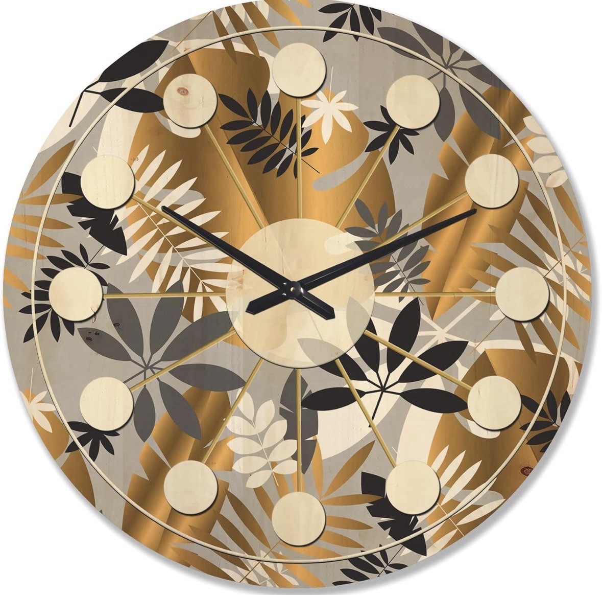 Retro Geometric Luxury Jungle Mid-century Modern Clock gallery