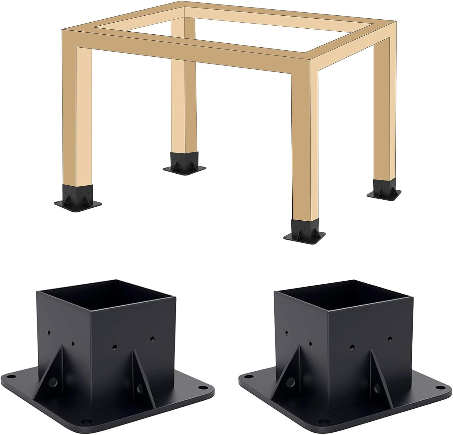 Base Gazebo Kit, Pergola Bracket Kit 2 Pack, 4X4 Brackets for Pergola Corner (Ac gallery