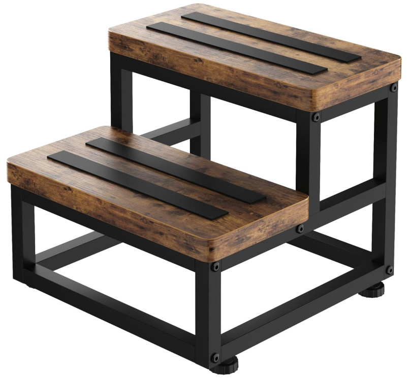 Taburete de madera de 2 escalones, antideslizante, resistente 227 kg, Nuevo