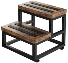 Taburete de madera de 2 escalones, antideslizante, resistente 227 kg, Nuevo