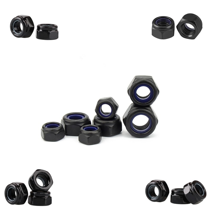 SCXCLY 50pcs Nylon Insert Hex Lock Nuts, 1/4-20 Inch 1/4-20, black gallery