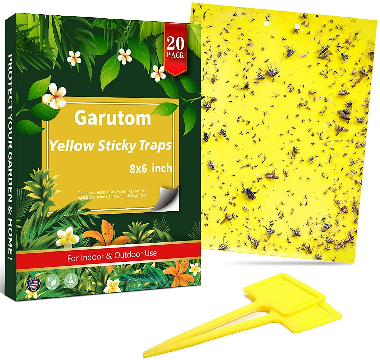 20Pcs Sticky Fly Trap Paper Yellow Traps Fruit Flies Insect Glue Catcher USA gallery