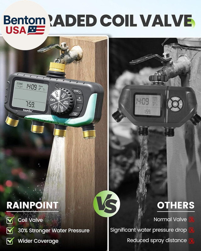 Sprinkler Timer 4 Zone, Water Timer for Programmable, for Soaker Hose with Rain gallery