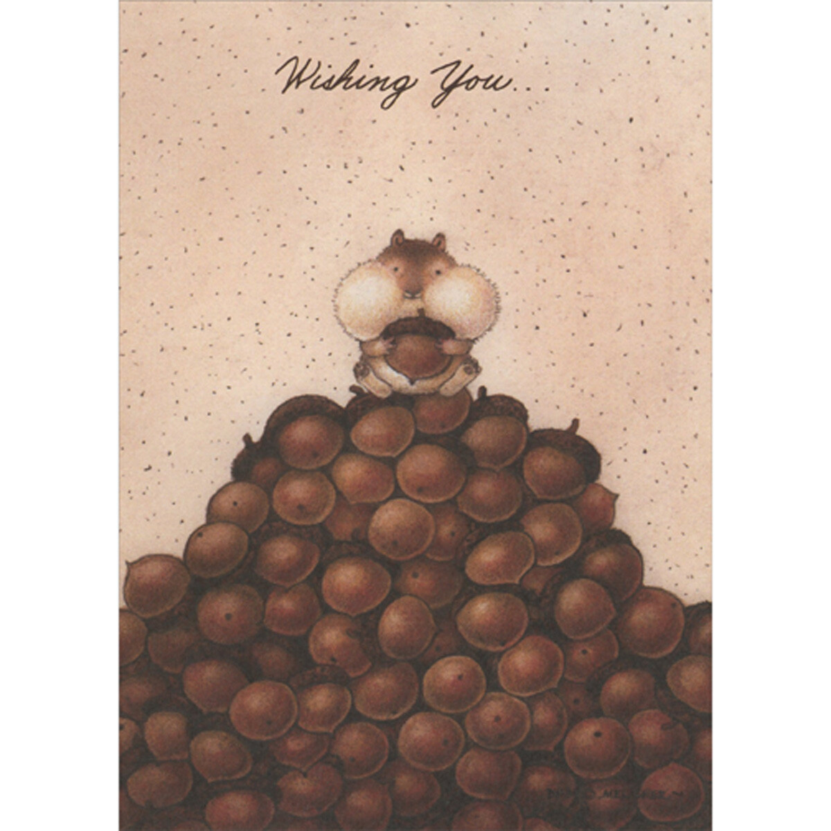 RSVP Chipmunk Sitting on Top of Large Pyramid of Acorns Thanksgiving Card gallery