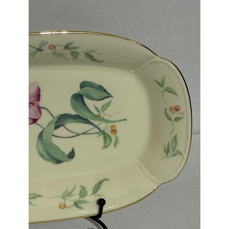 Lenox Morningside Cottage Sandwich Tray Floral Purple Tulip Gold Rim 14 3/8" gallery