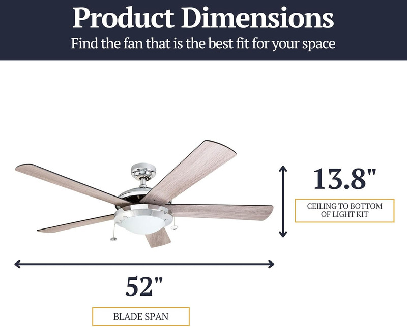Ceiling Fan with Light, Pull Chain, Dual Mounting Op Bolivar, 52 Inch Modern LED gallery