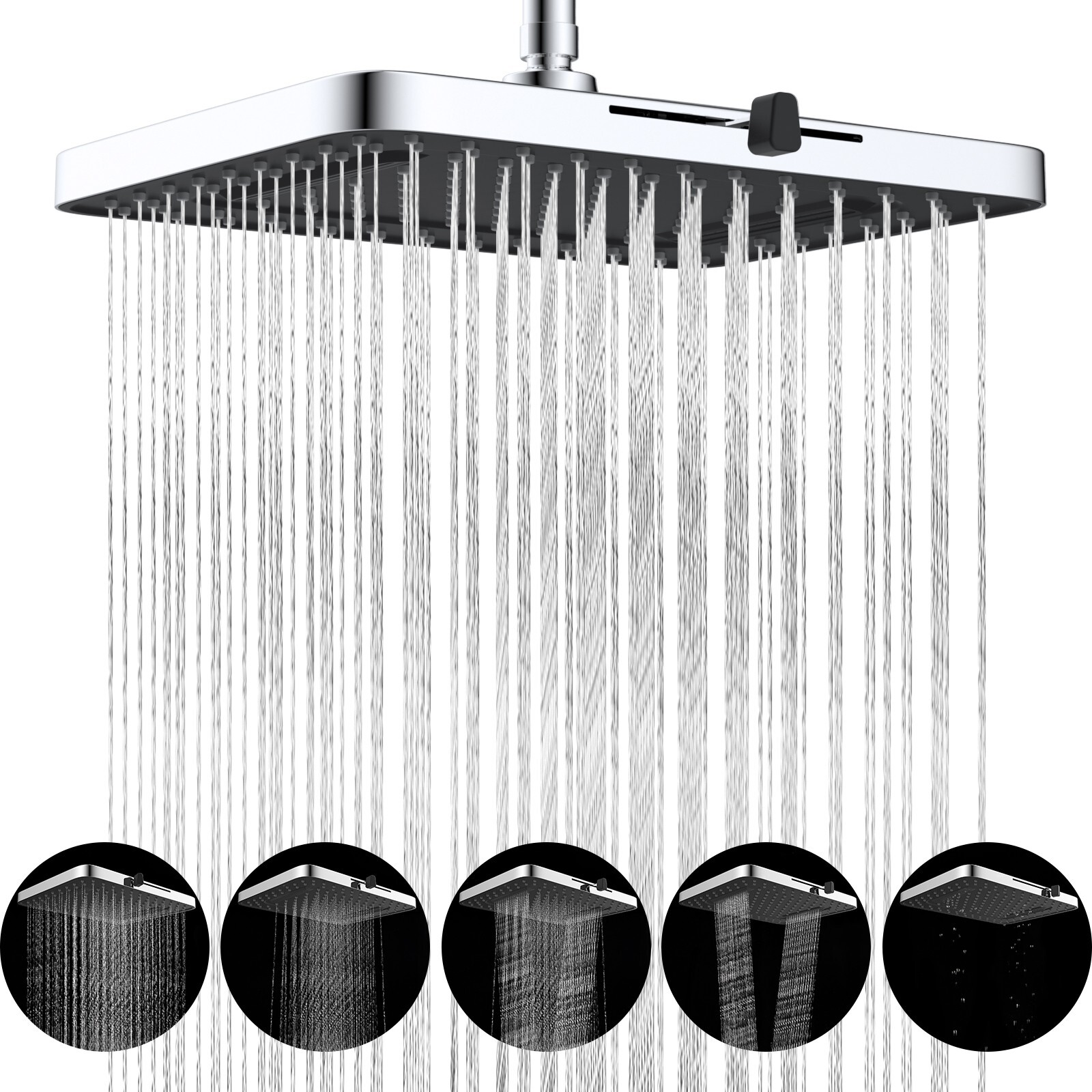 Hibbent 5 Spray Modes Shower Head 13'' High Pressure Rain Shower Head Bathroom gallery