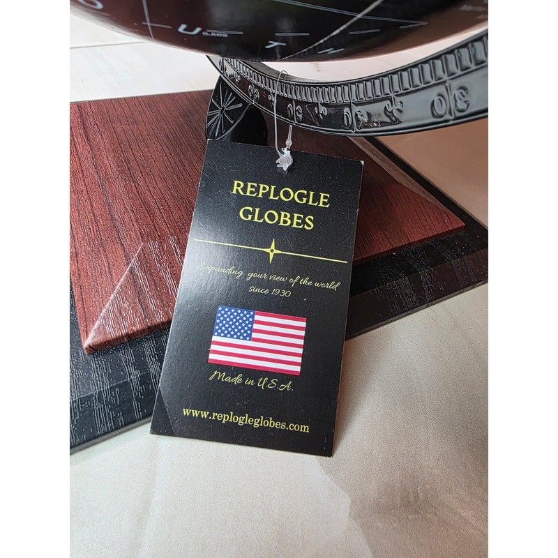 Replogle Starlight 12 Inch World Globe Black Ocean Desktop Wood Base Made in USA gallery