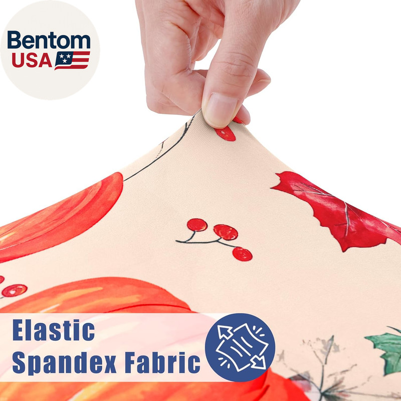 Round Spandex Thanksgiving Tablecloth, Elastic Fitted Waterproof Tablecloths for gallery