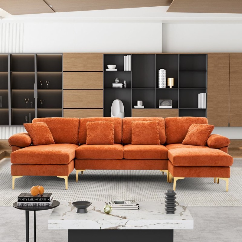 Modern 105.5" Modular Cloud Sectional Upholstered Sofa Couch with L-Shape Chaise gallery