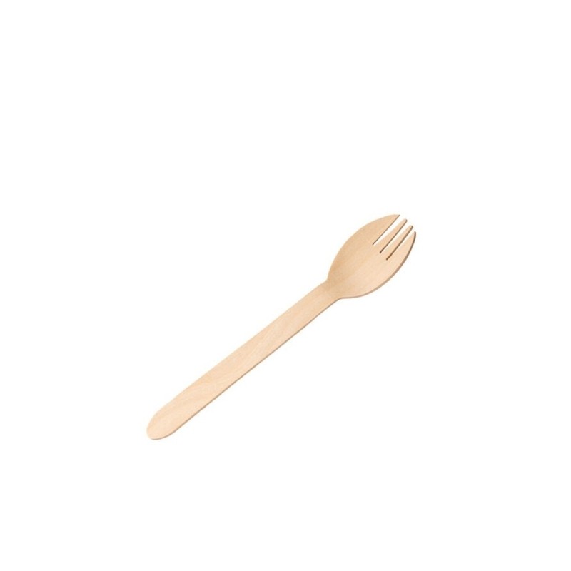 We Can Source It Ltd - 15.5cm Birch Wood Spork - Wooden Forks - Pack of 100 gallery