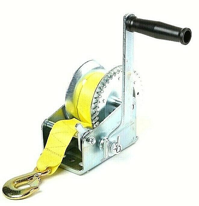 1000 lbs Hand Winch Heavy Duty Nylon Strap Crank Gear Winch Marine Boat Trailer gallery