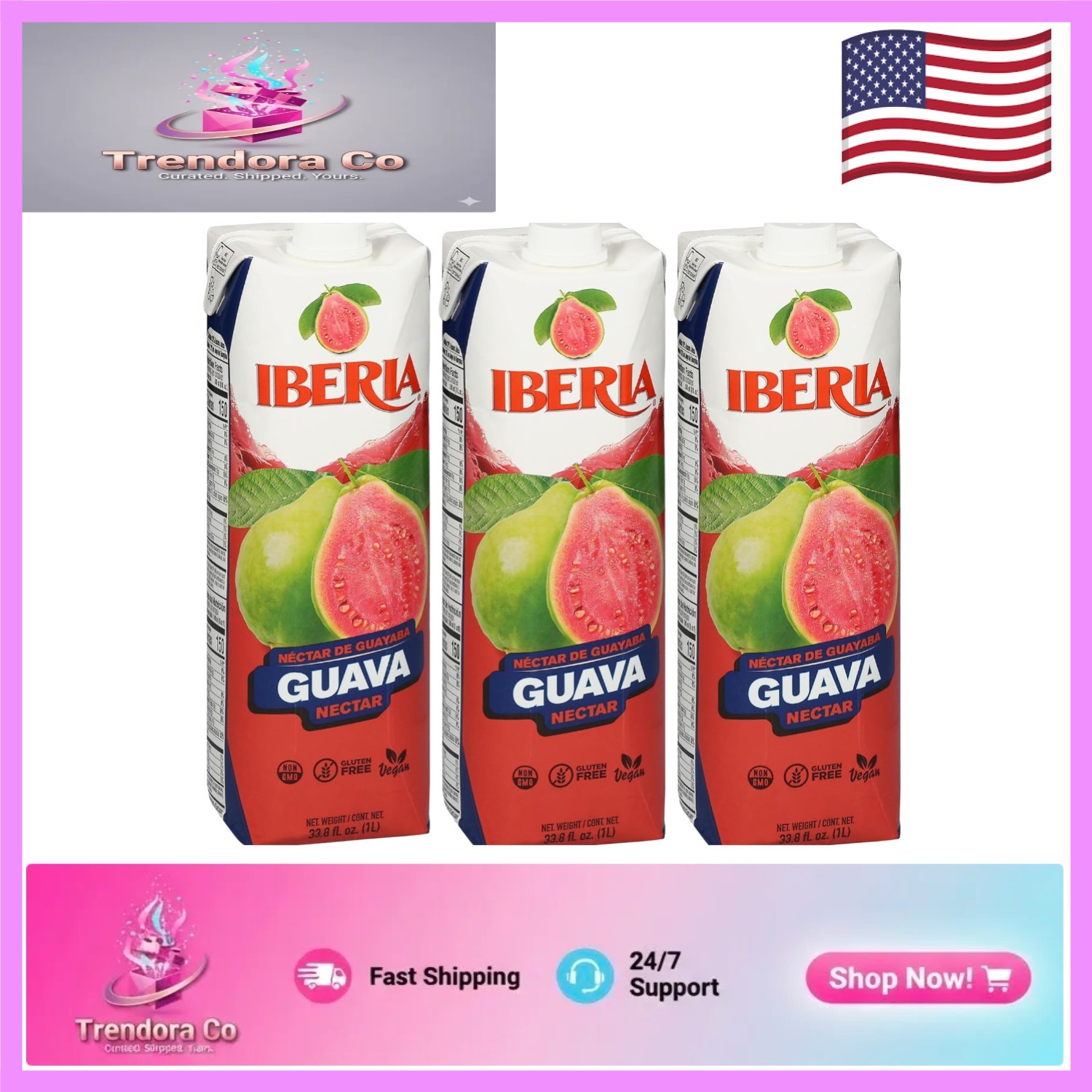 Versatile Guava Nectar (33.8 fl oz) Pack of 3 - Healthy, No High Fructose Syrup gallery
