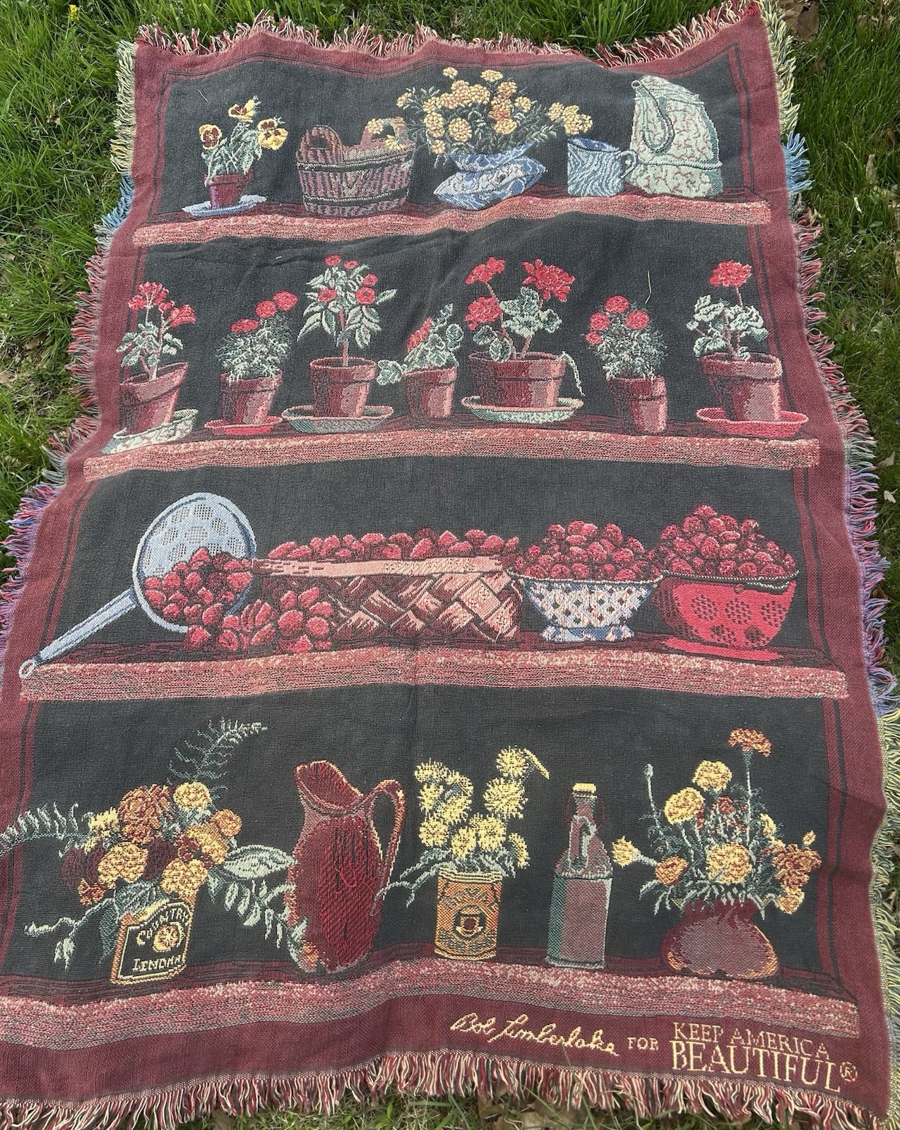 Bob Timberlake for Keep America Beautiful Flowers Berries Woven Tapestry Throw gallery