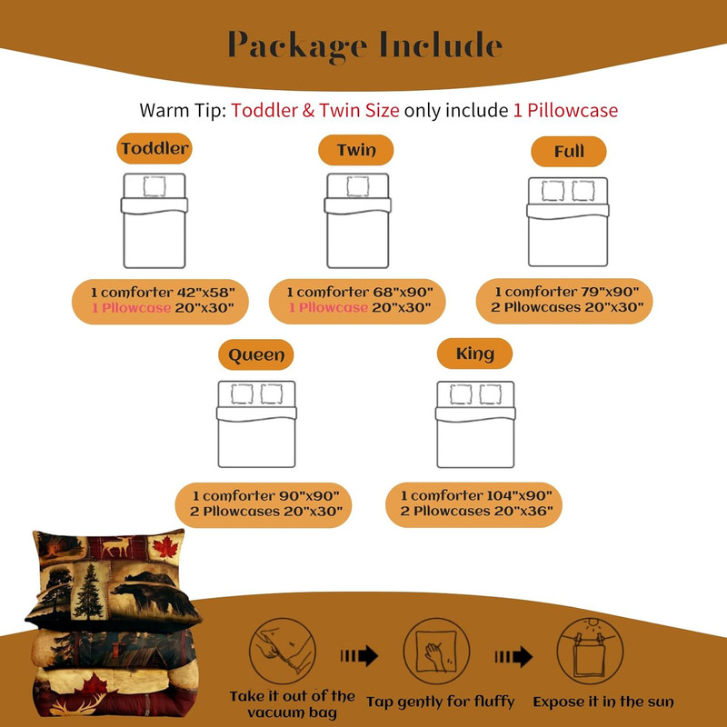Rustic Farmhouse Bedding Comforter Sets King Size, Retro Cabin Lodge Bedding Set gallery