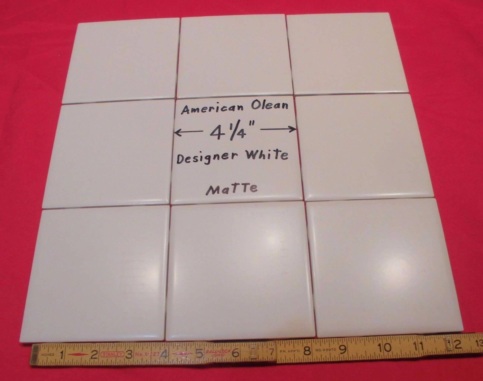 9 pieces: Ceramic Tiles *Matte Designer White* #61 by American Olean 4-1/4" NEW gallery