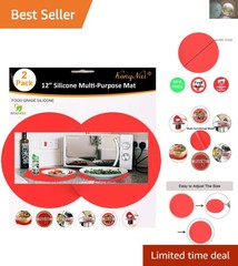 Multi-Purpose 12-Inch Red Silicone Microwave Mat Set – BPA Free & Easy Clean