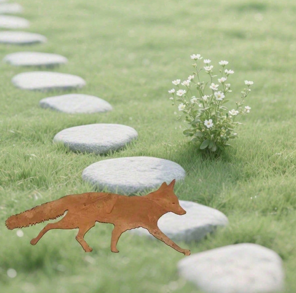 Metal Fox Silhouette Garden Stake Rustic Wildlife Yard Decor for Lawn Outdoor gallery