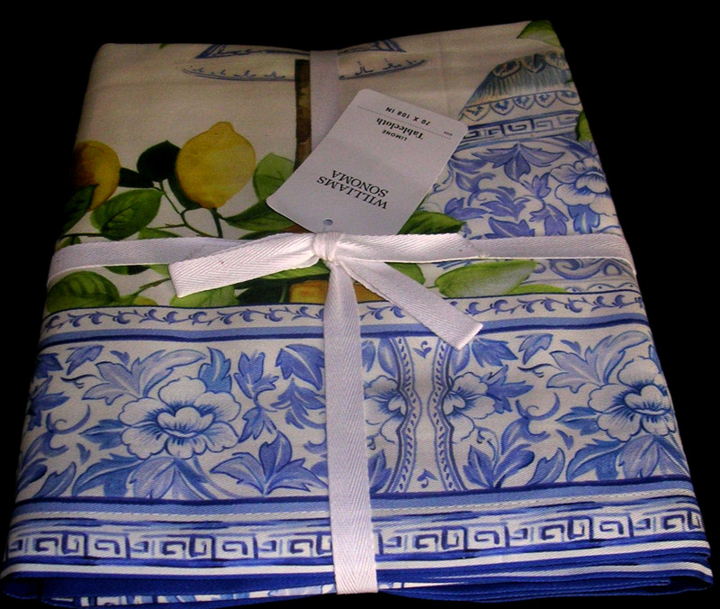 WILLIAMS SONOMA LIMONE TABLECLOTH 70 X 108 COTTON TWILL MADE IN ITALY NEW W/TAGS gallery