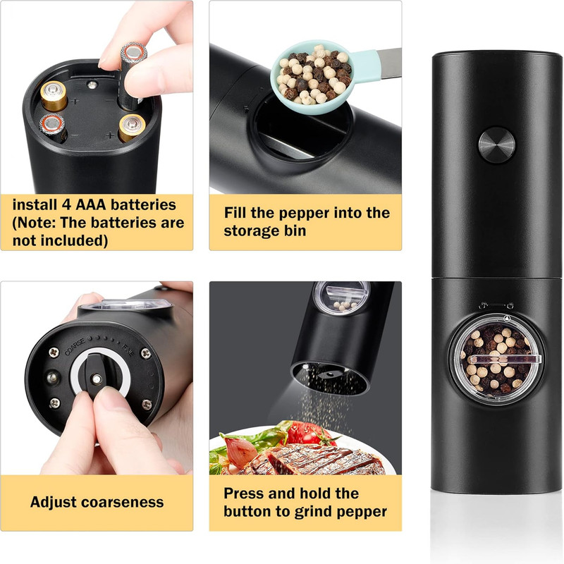 Electric Pepper Grinder or Salt Mill, Battery Powered Automatic Pepper Mill, Cer gallery