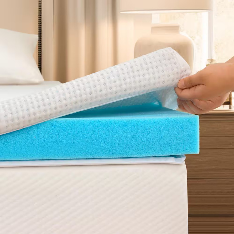 Medium 4 In. Full Gel Memory Foam Mattress Topper with Easy Care Machine Washabl gallery