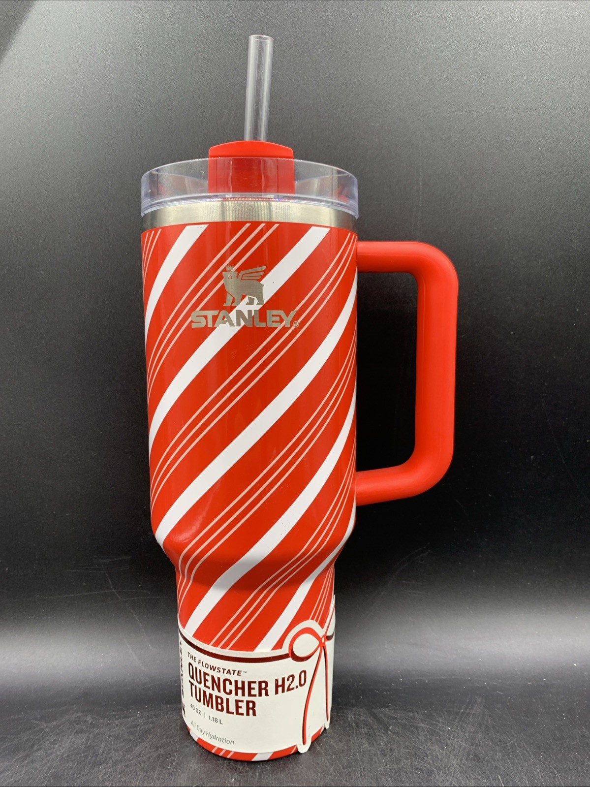 Stanley 40 oz H2.0 FlowState Quencher Tumbler Candy Cane Twist READ DESCRIPTION gallery