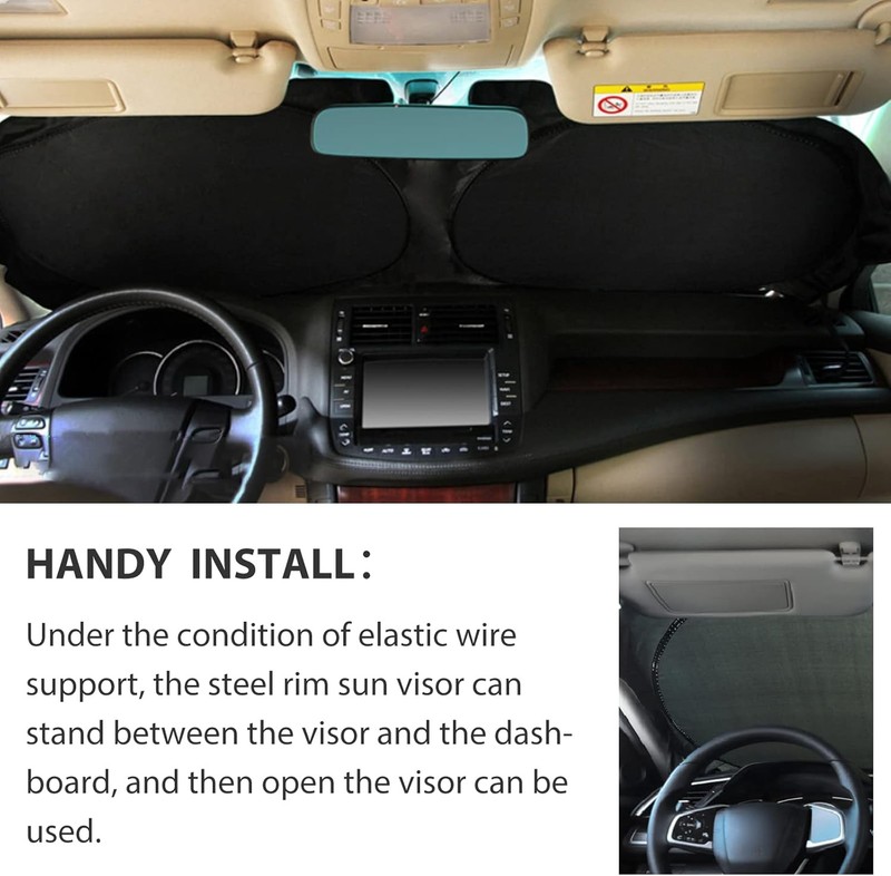 Windshield Sun Shade with Storage Pouch for Suvs, Durable 190T Polyester Sun Shi gallery