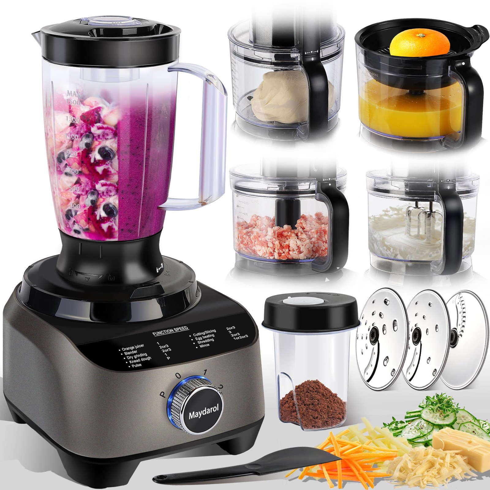11 in 1 Food Processor Blender Combo,51oz Juice Blender, large Chute 14cup Fo... gallery