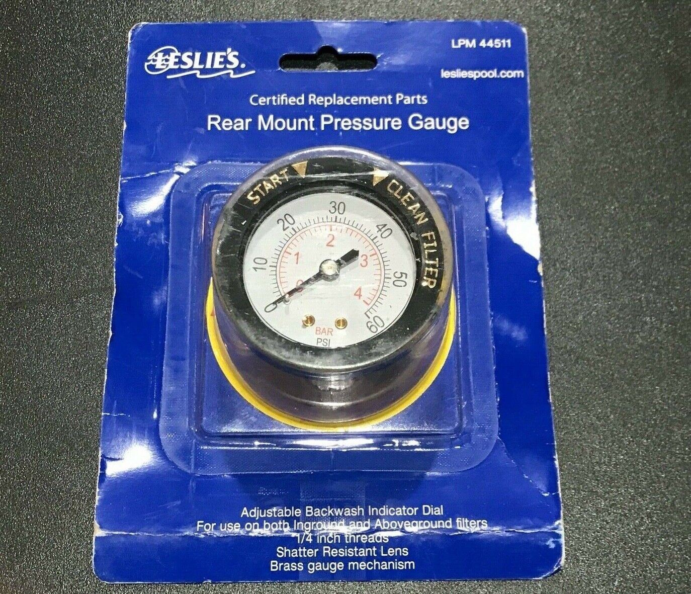 Leslie's LPM 44511 Rear Mount Pressure Gauge 1/4" Thread- New gallery