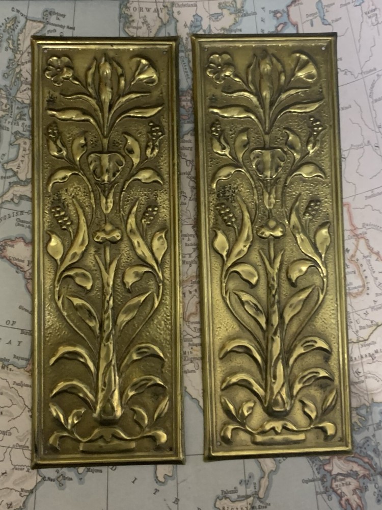 Reclaimed Solid Brass Door Finger Plates Antique brass re finish Oblong 1