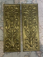 Reclaimed Solid Brass Door Finger Plates Antique brass re finish Oblong 1