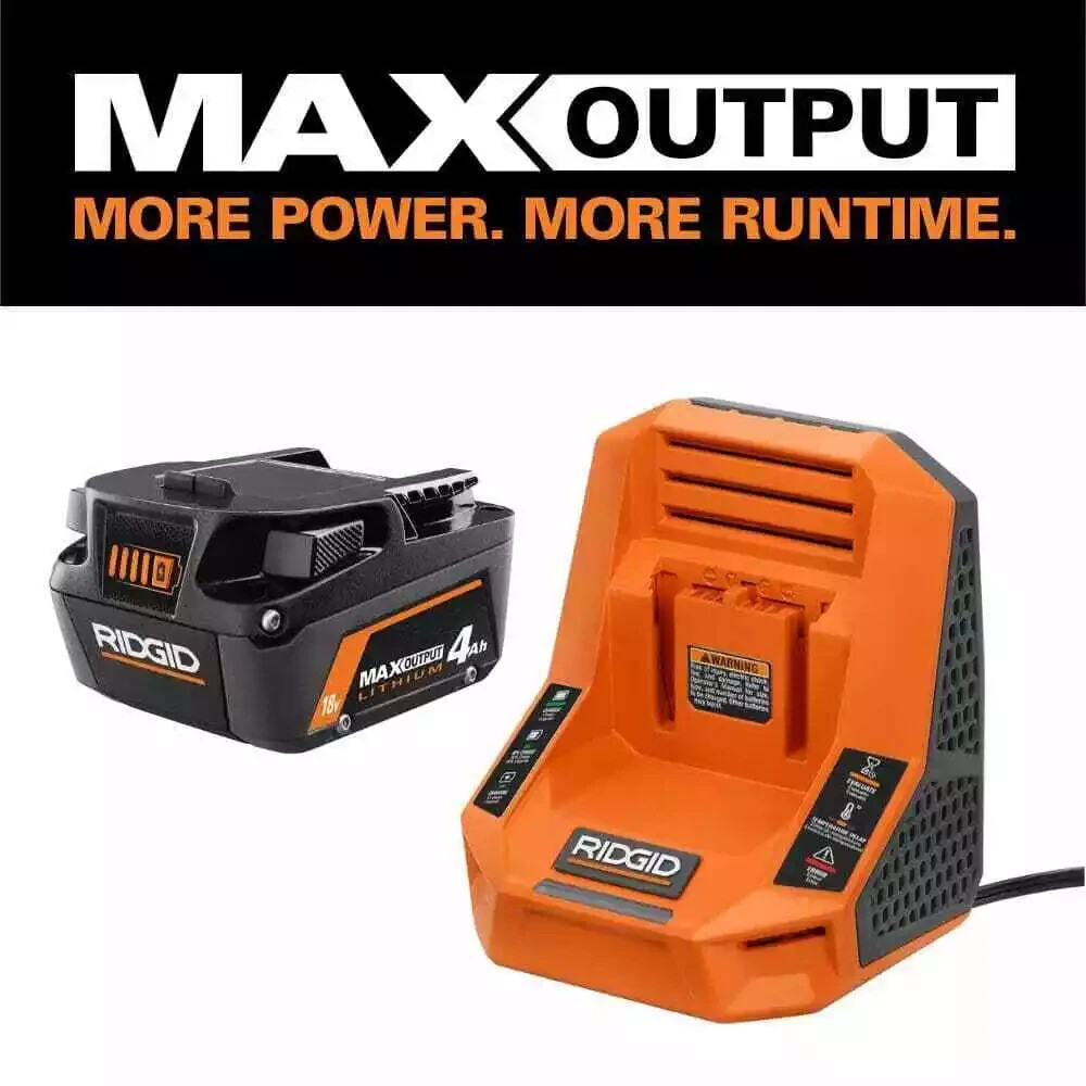 Ridgid 18V 4.0 Ah MAX Output Starter Kit with Rapid Charger Orange/Black NEW! gallery
