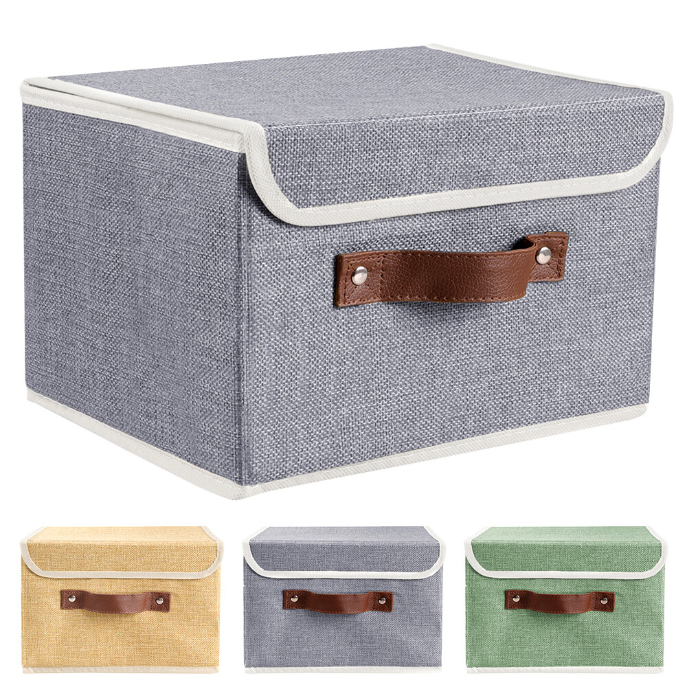 2/6/12Pc Linen Fabric Cube Storage Bins Boxes Foldable Home Organizer Baskets gallery