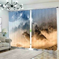 Wolf Sands Overflow Sky 3D Curtain Blockout Photo Printing Curtains Drape Fabric